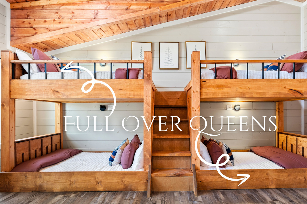 The sturdy custom-built bunk beds promise comfort and privacy, equipped with individual lighting for convenience.