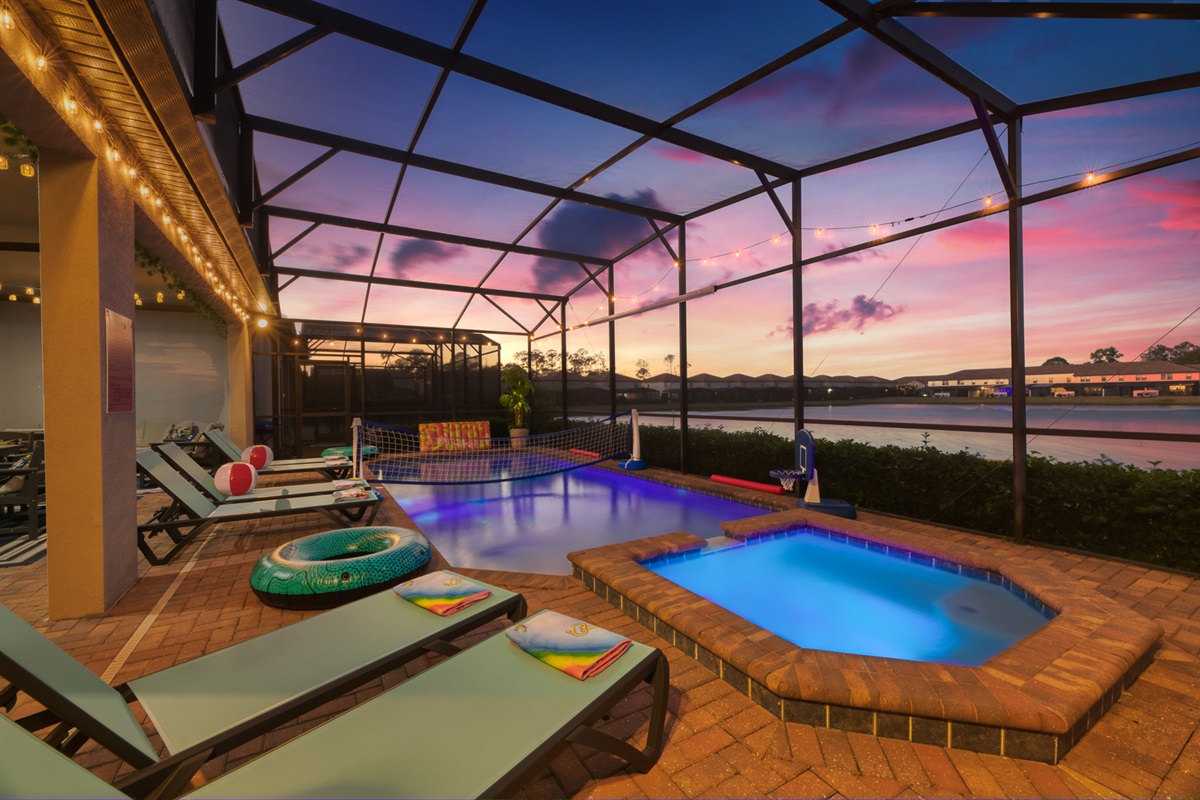 The stunning lake view offers beautiful sunsets