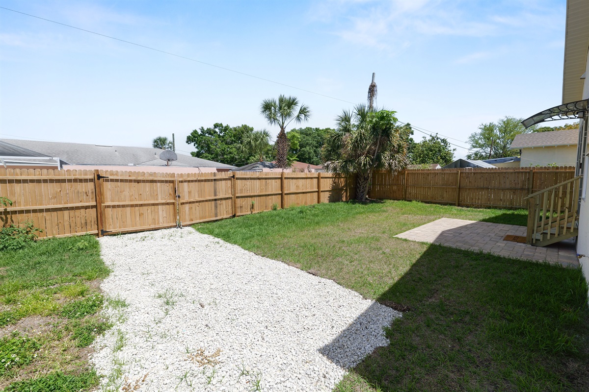 Fully fenced backyard