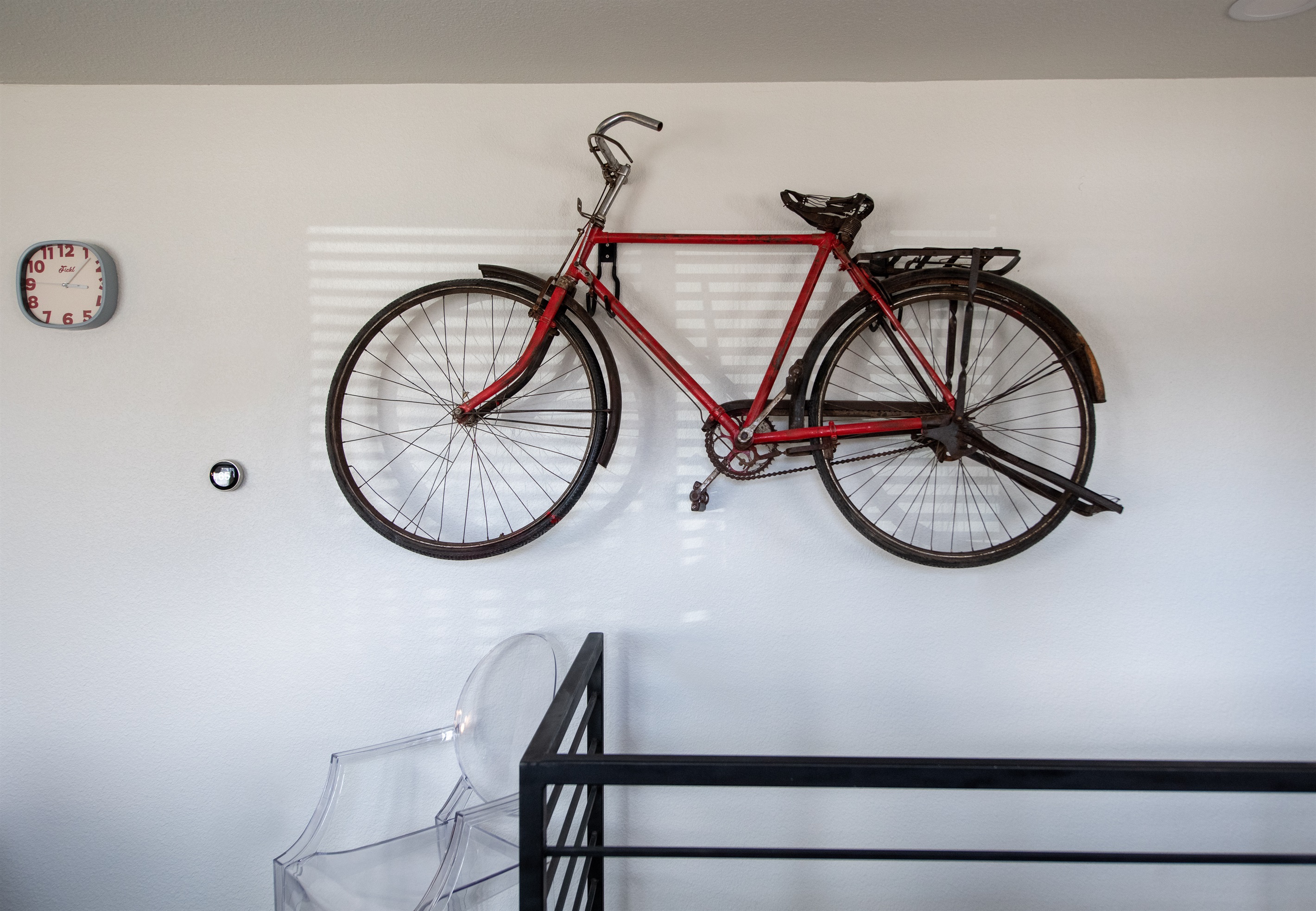 Wall mounted bike when you enter the home