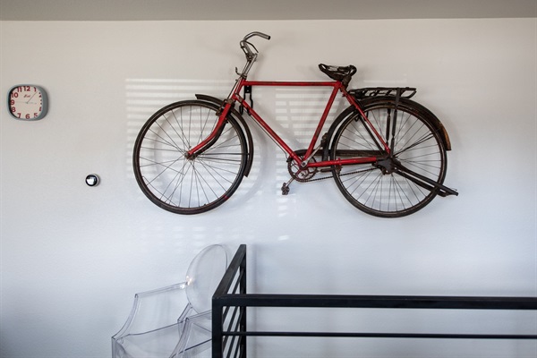 Wall mounted bike when you enter the home