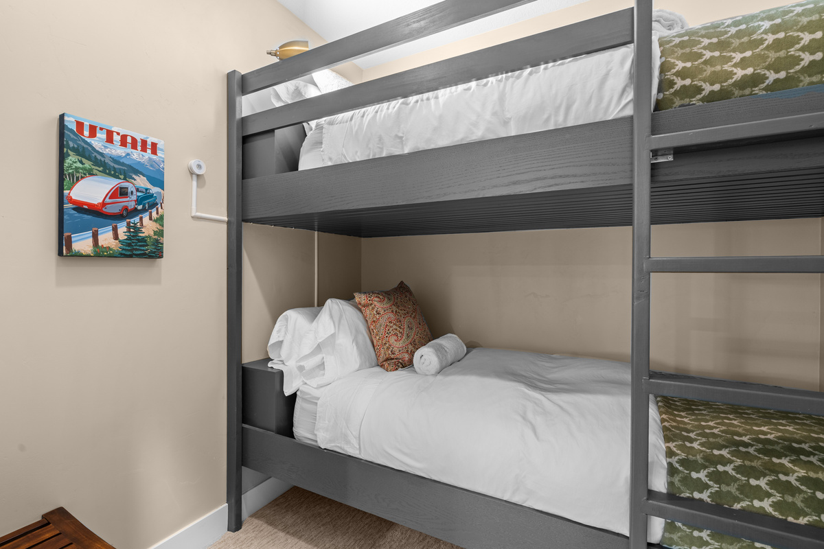 Built-in bunks create a fun and cozy sleeping space.