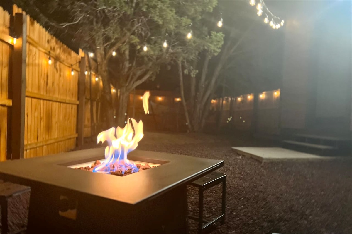String lights and fire pit nights
