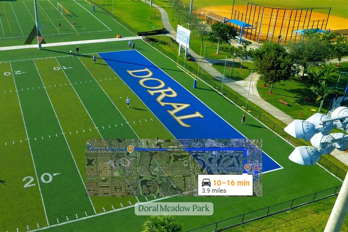 14-acre park featuring sports courts & fields, a picnic area & walking/biking trails.