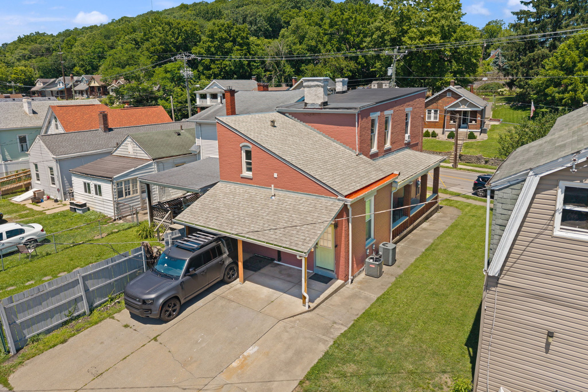 Aerial view showcasing the property’s prime location in a residential neighborhood