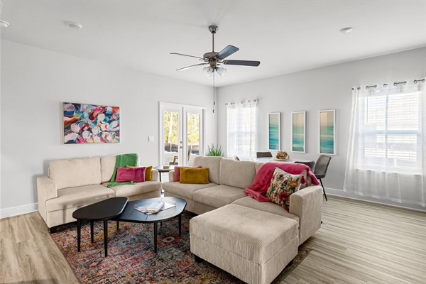 Cozy up on one of the two couches to watch tv, take a nap, or play family games! Extra blankets are stored in the ottoman