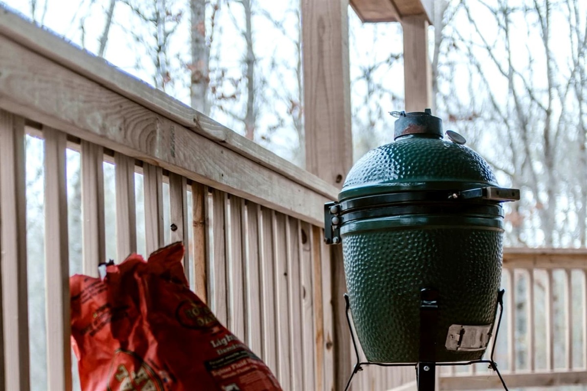 Stay in and grill on the Green Egg grill.