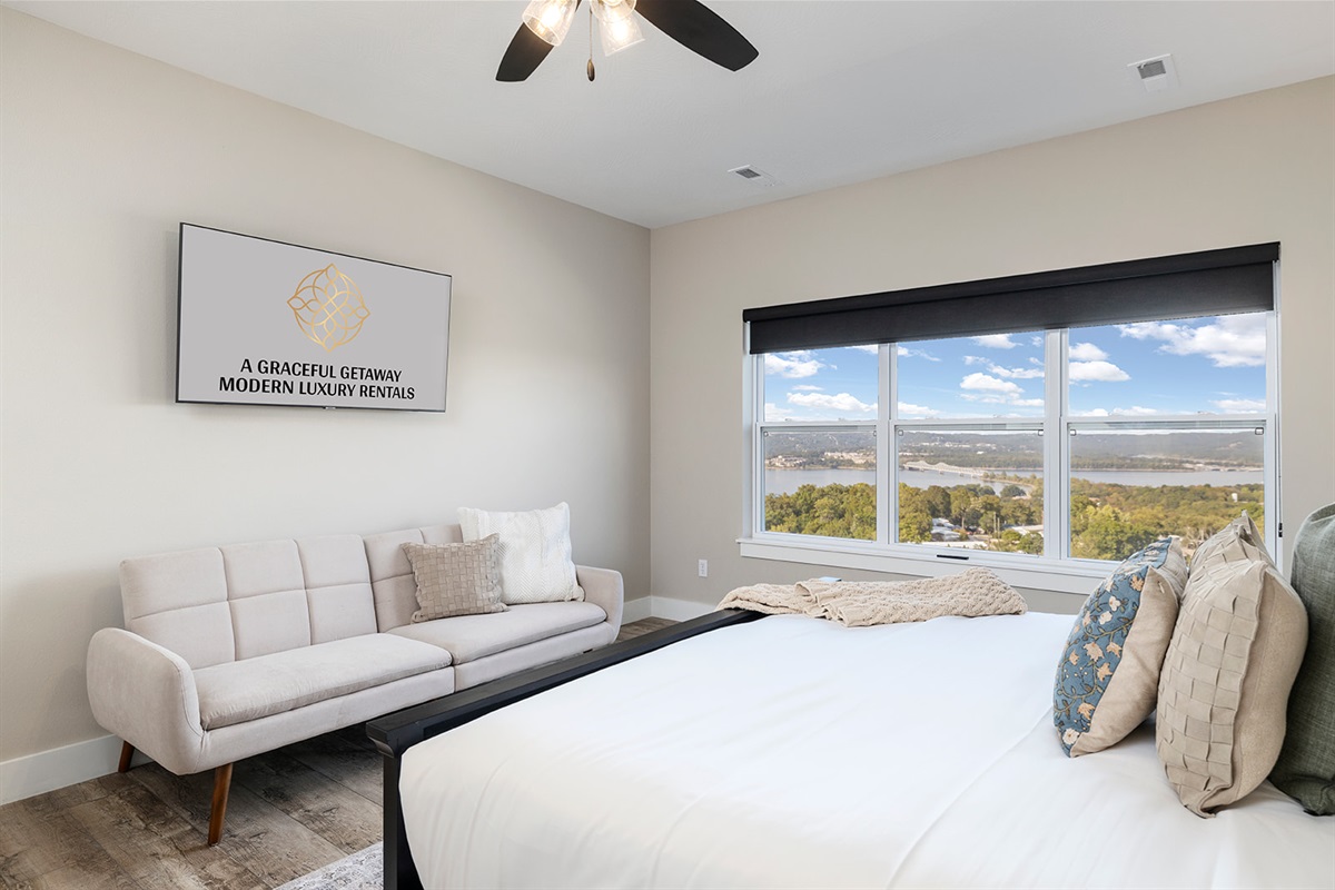 Upper level King with futon