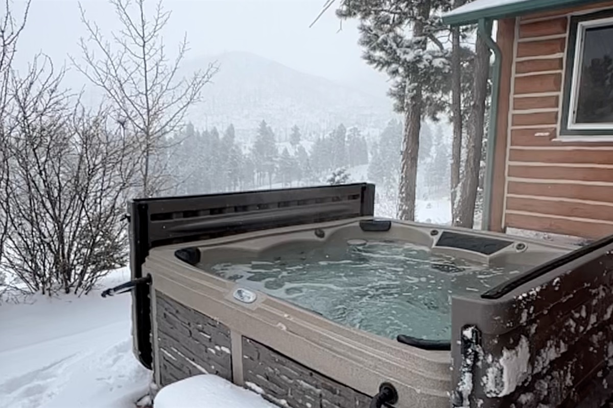 Winter hot tub with a view