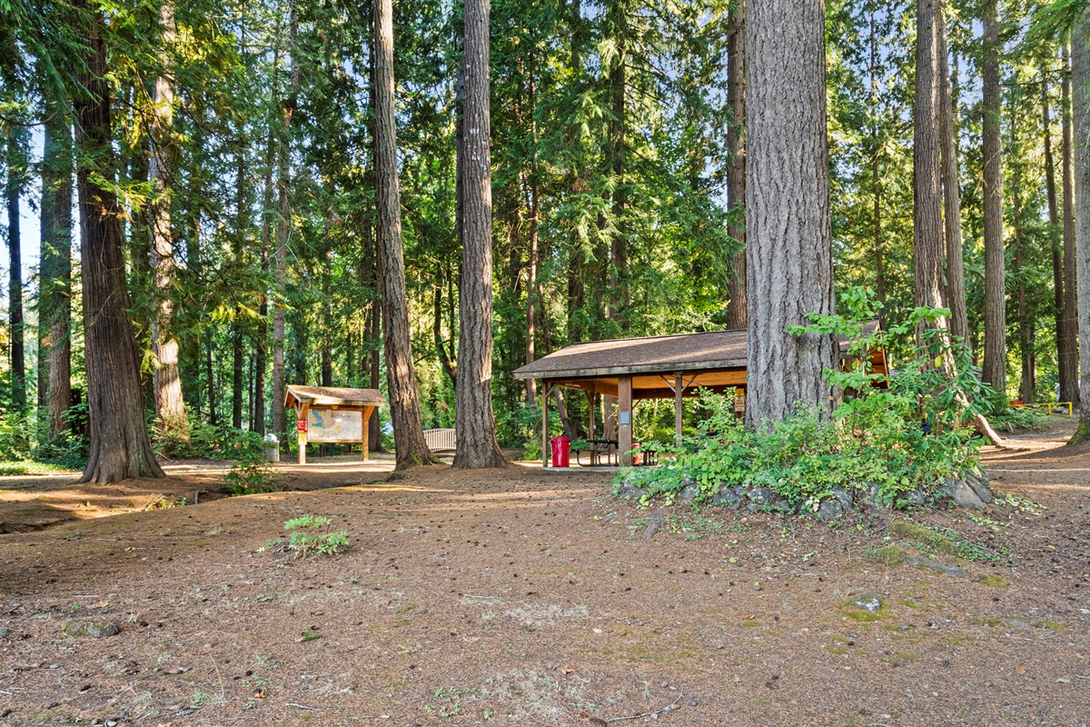 Walker Park’s picnic shelter—perfect spot to relax, eat, and enjoy the beautiful surroundings
