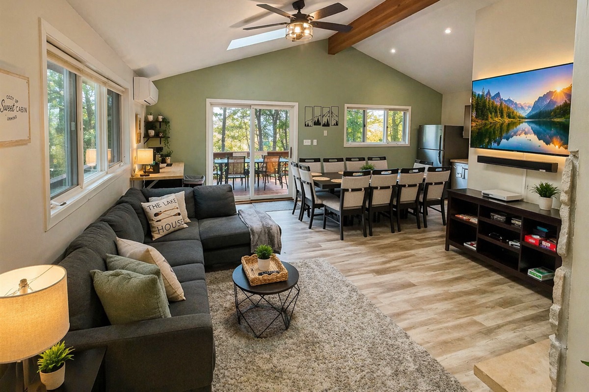 The open floor upstairs makes this cabin the perfect spot for families and friends