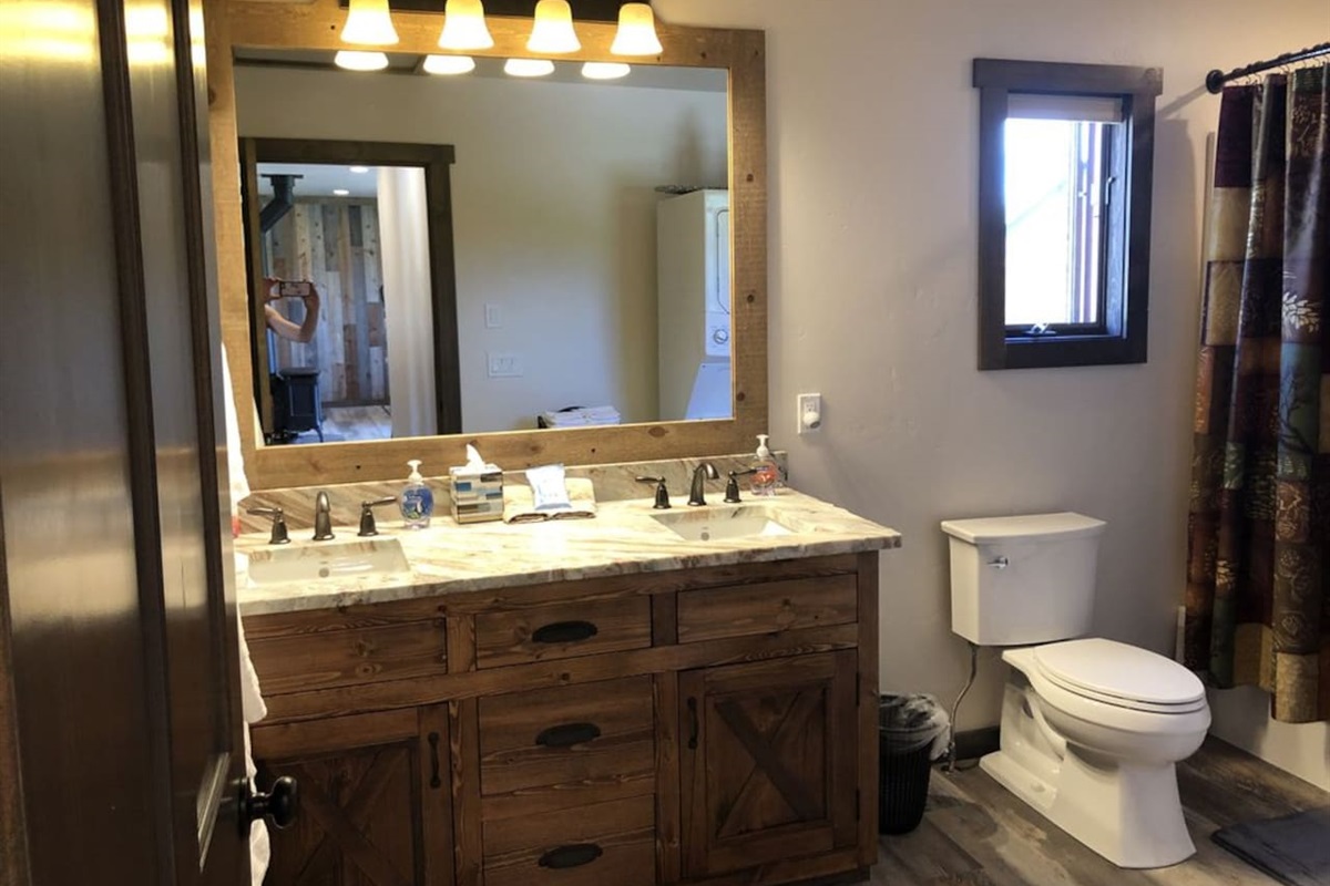 Bathroom with double vanity.