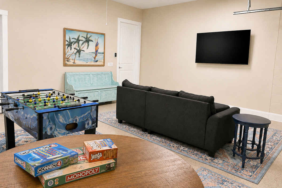 Bonus Game Room, garage is converted into a hang out space 