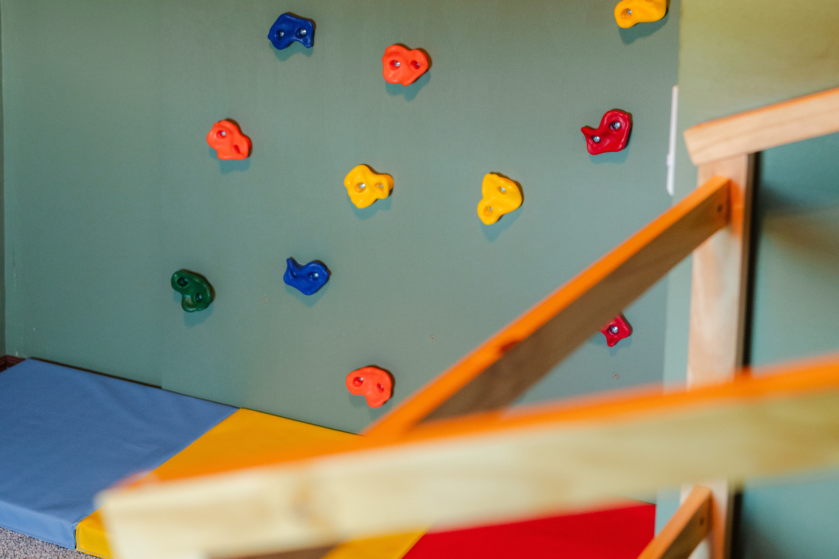 A fun climbing wall in the kids room that they will love