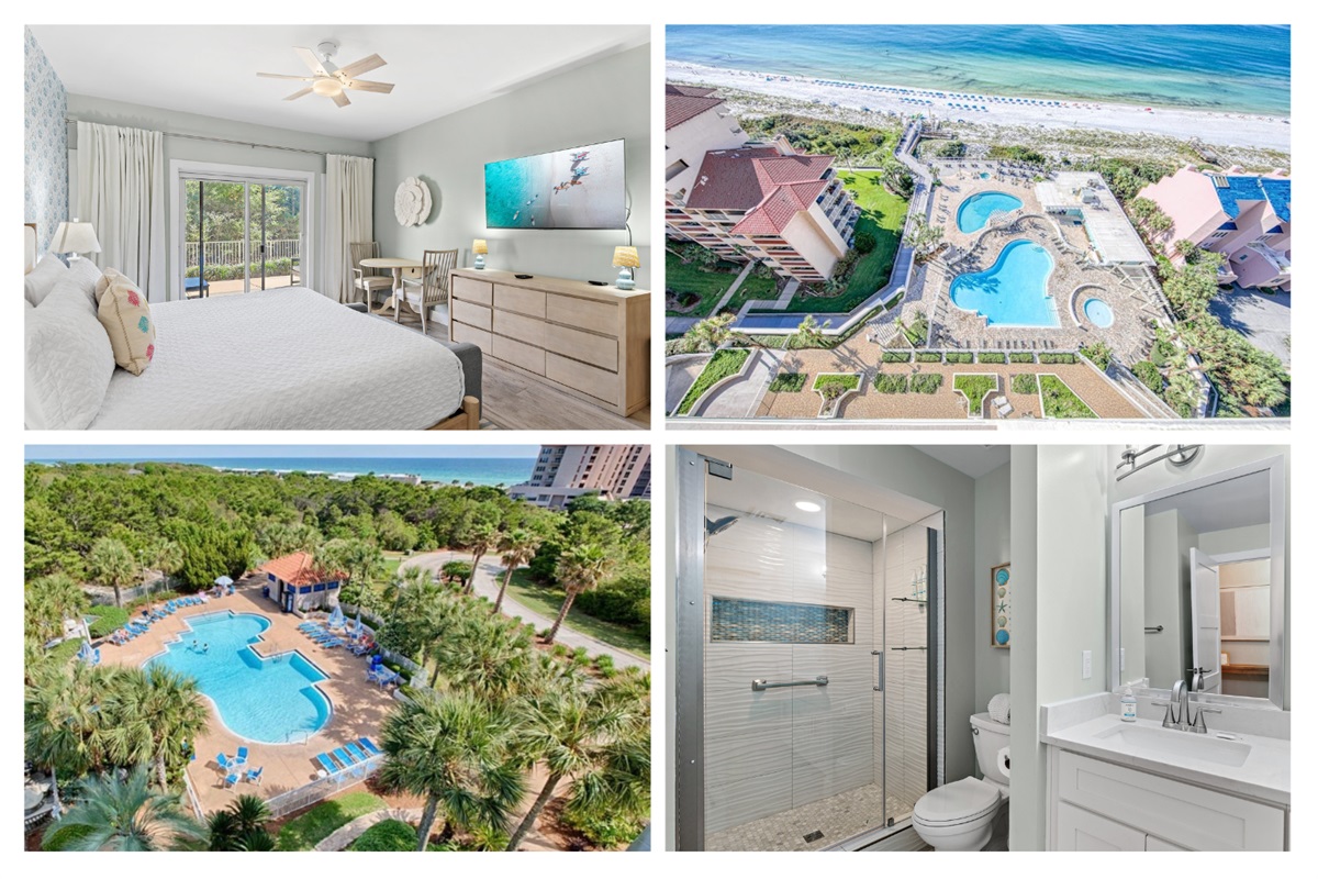 Welcome to Tops'L Summit 106A! This Fully-Remodeled Studio Condo is Professionally Designed, close to the Resort's Private Beach, comes fully-stocked with access to 4 pools and 4 hot tubs!