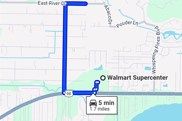 Distance to Walmart Supercenter.