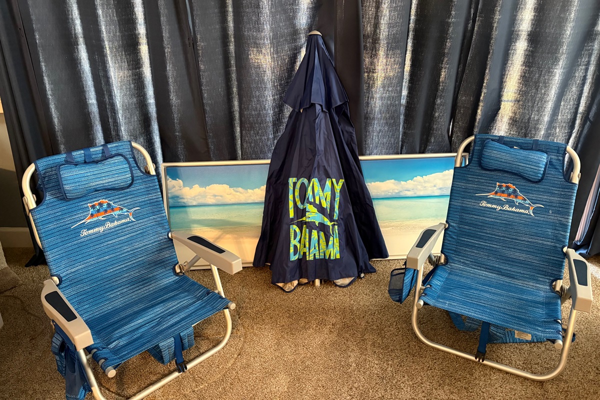 Beach Chairs with Umbrella provided