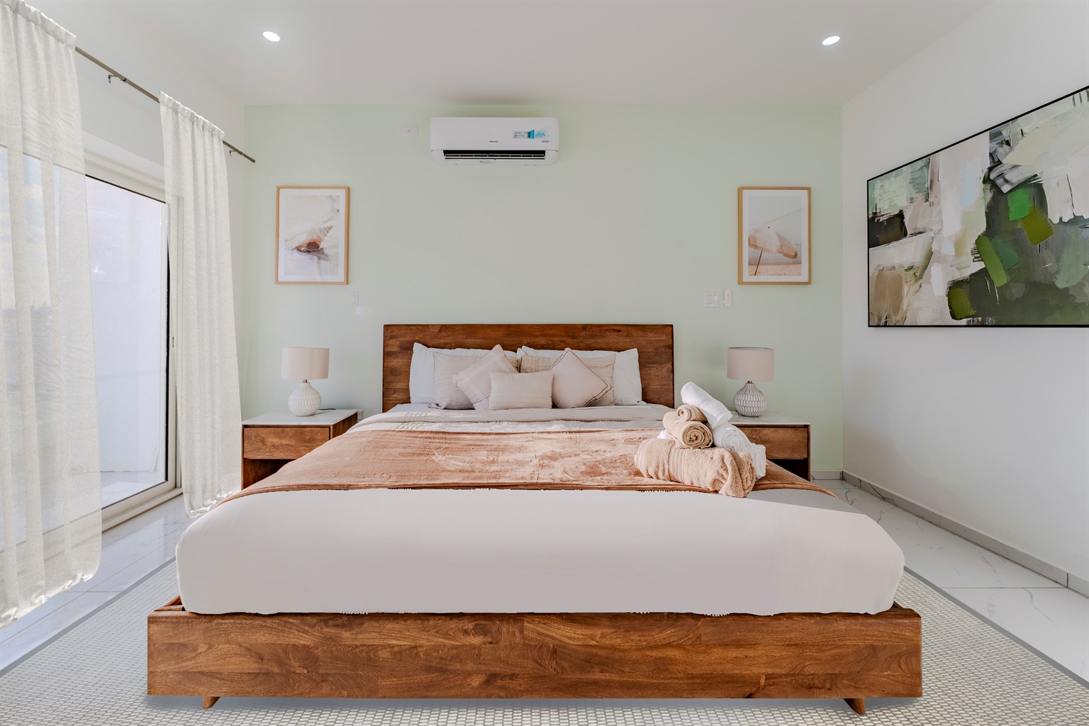 Serene Primary Suite with King Bed, Soft Coastal Tones & Private Balcony Access