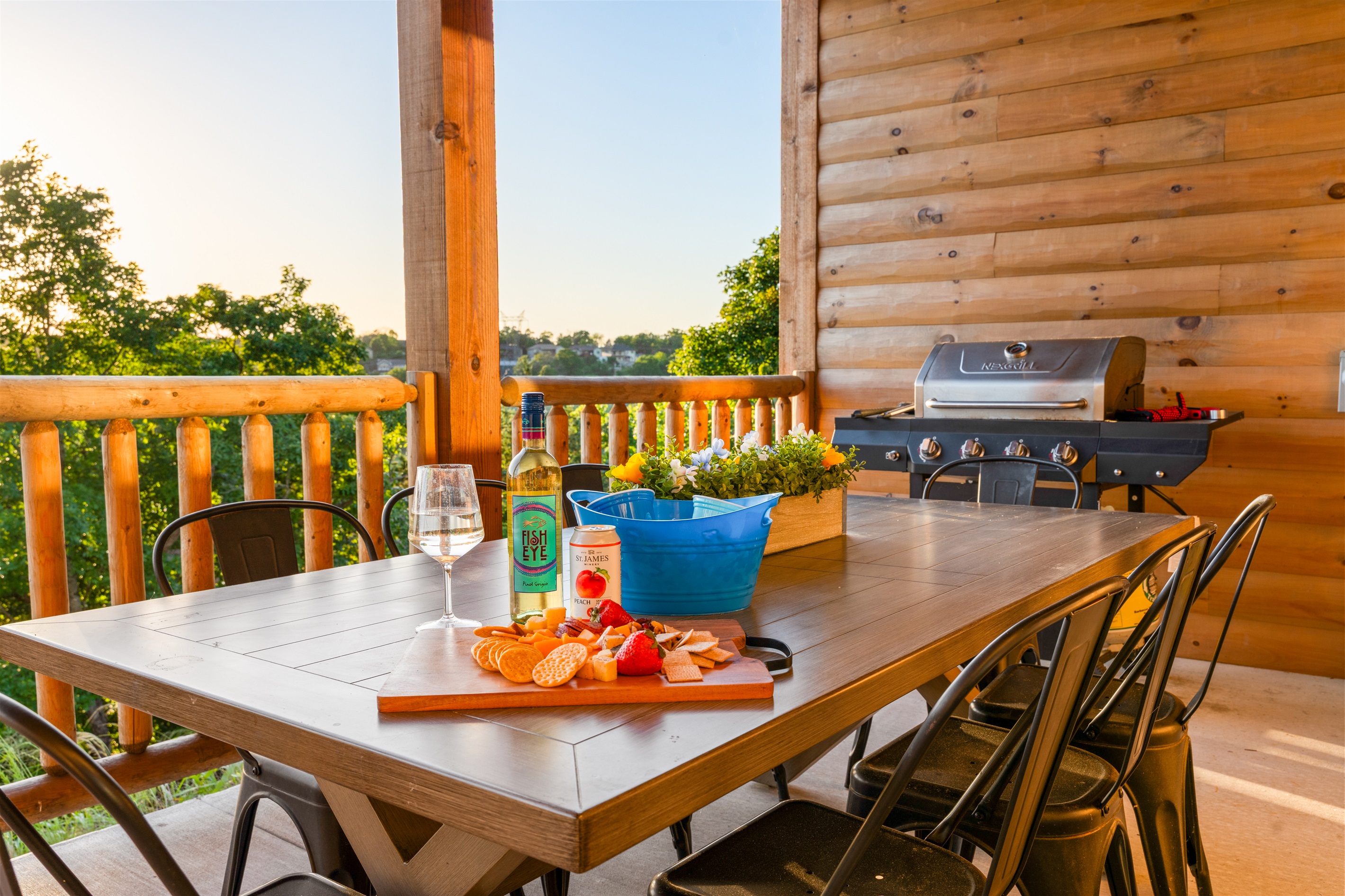 Sunset charcuterie by the fire—vacation goals achieved.