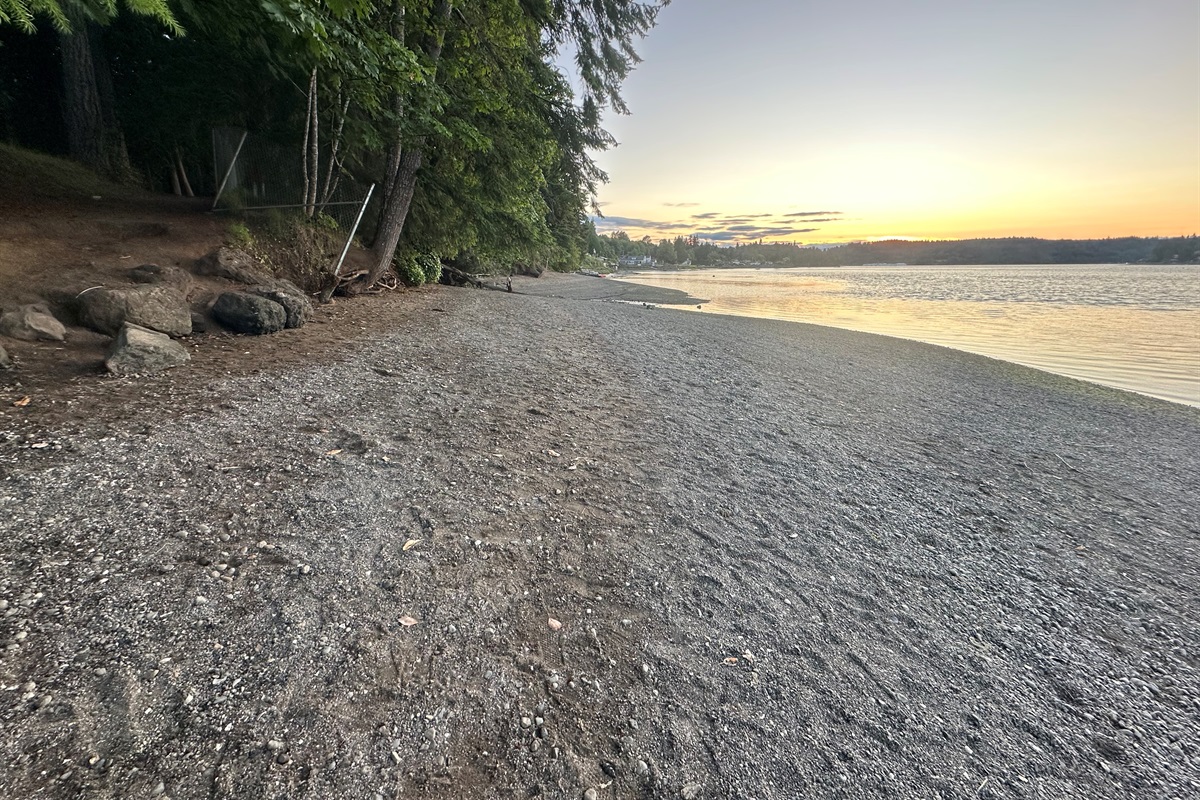 Explore the scenic shoreline where gentle waves meet the lush surroundings of Walker Park