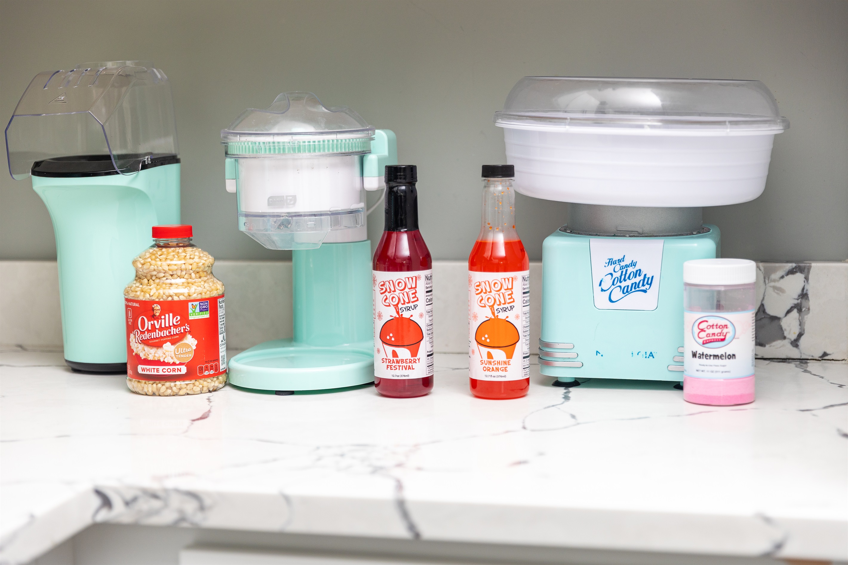 Cotton Candy, Snow Cone, Popcorn and Soda Stream