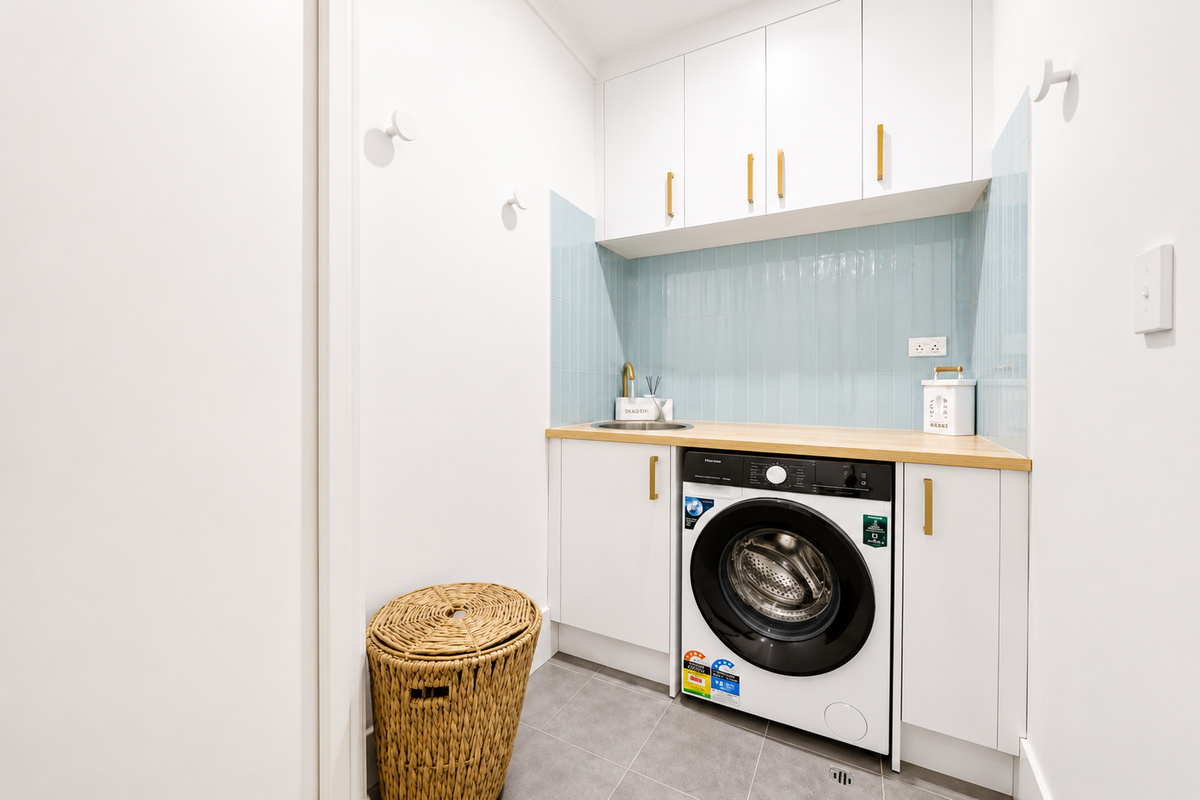 The laundry room adds washing facilities to The Duchess of Duke, useful for towels, beachwear and everyday items during a longer coastal stay.