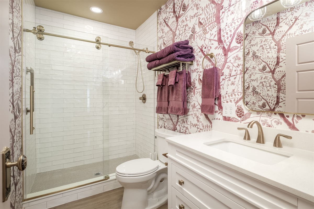 Hallway Bathroom with large walk in shower