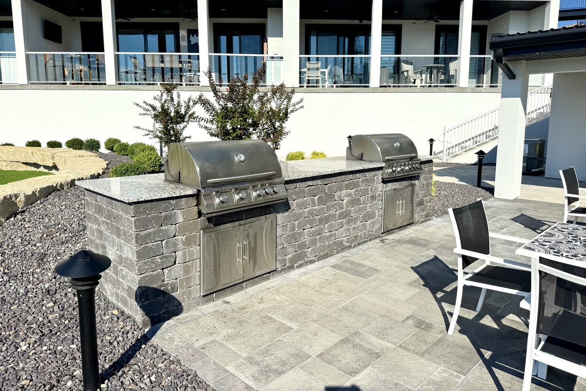 Propane gas grills are located outside Building 4, first floor near the community room. Condo 406 does have a private electric grill and griddle on the deck.