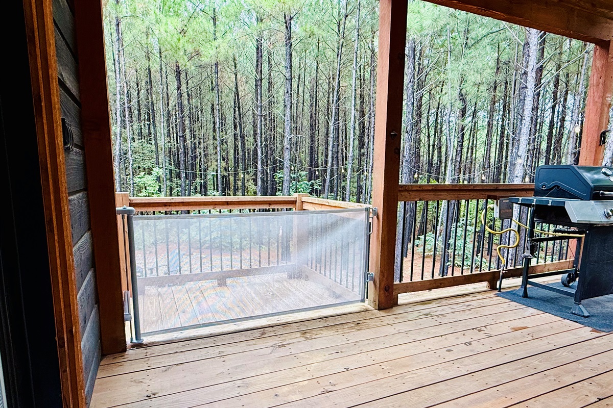 Retractable gate for pups or toddlers.