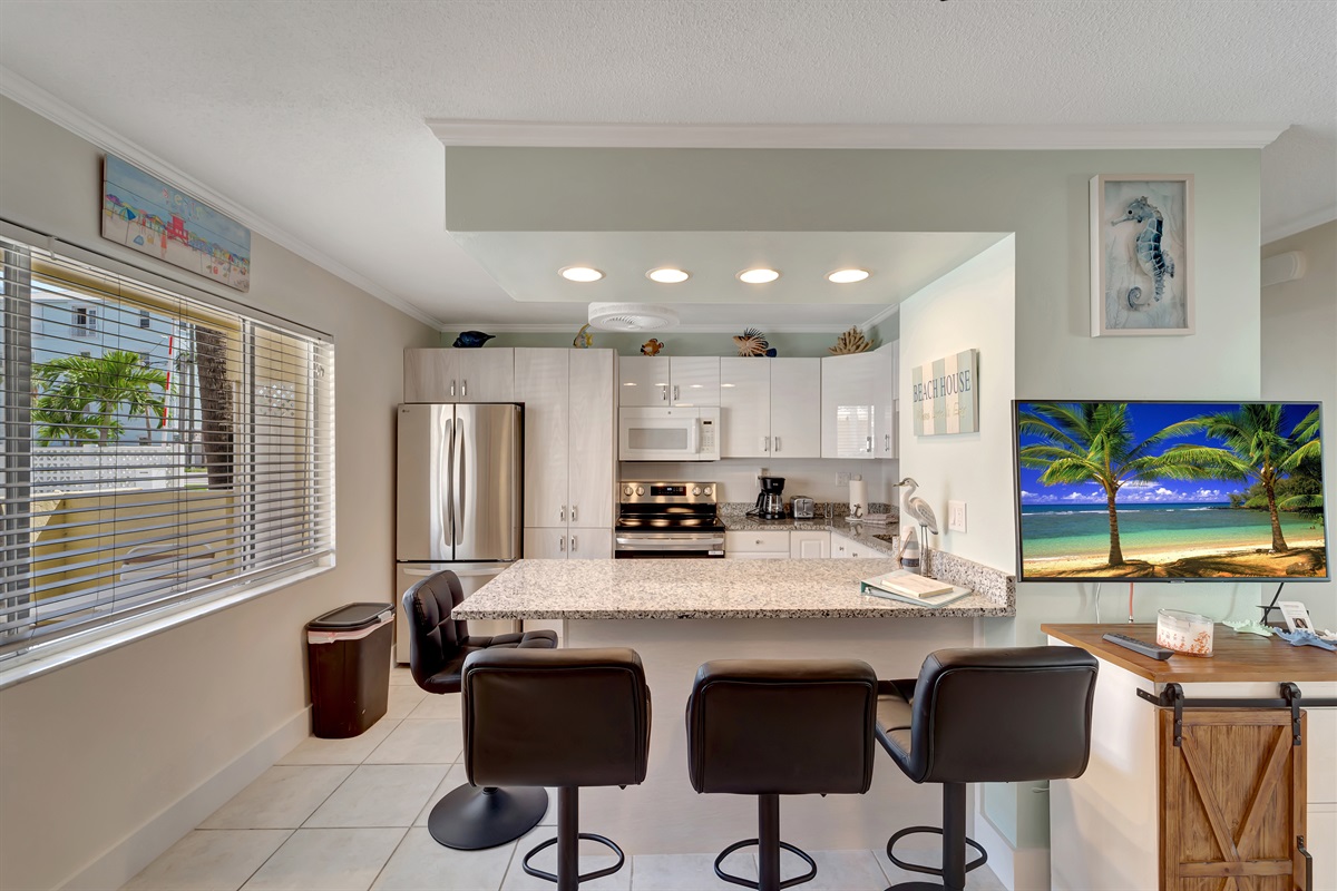 Full size kitchen view from Living room