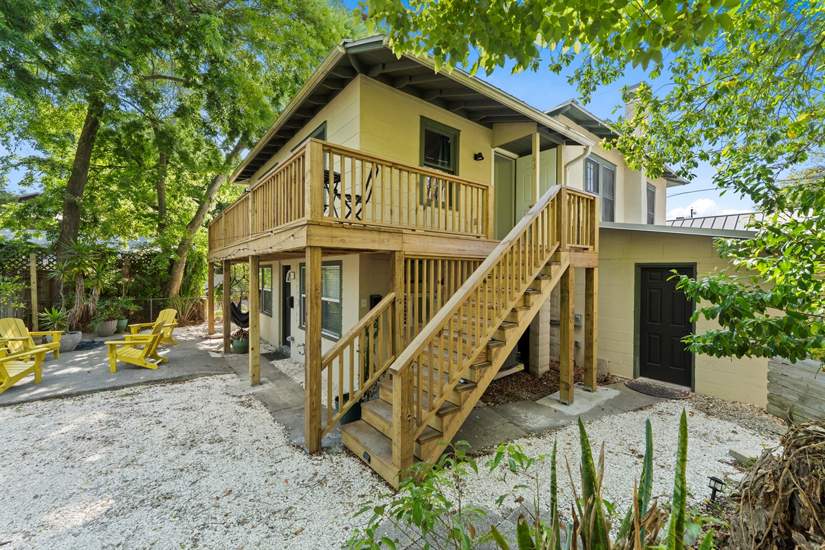 Enter your unit through this door next to the deck