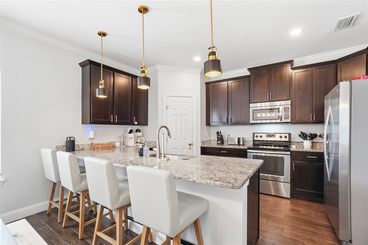 Plenty of bar seating for breakfast and more