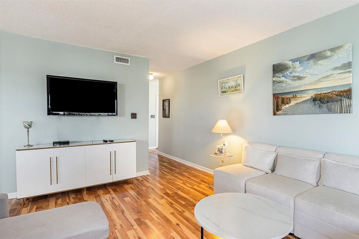 Large open Living Room with large TV