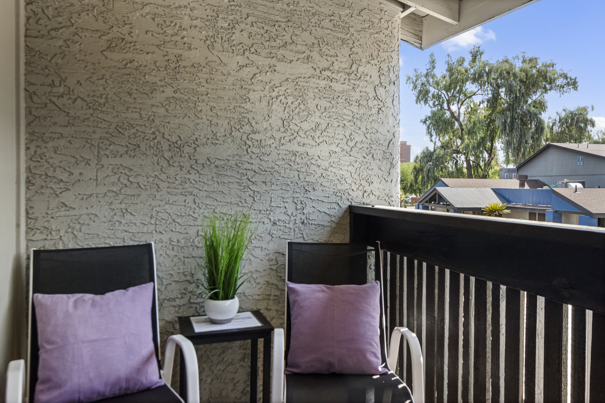 Private balcony retreat where you can relax and enjoy a little outdoor time.