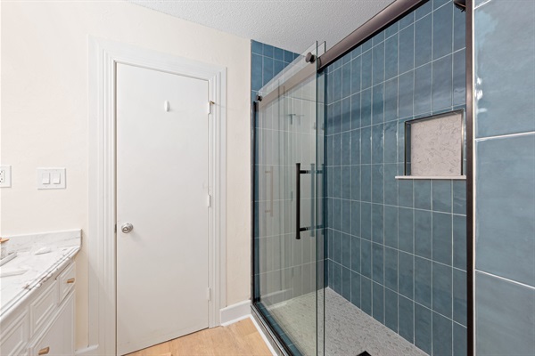 Newly remodeled walk-in shower