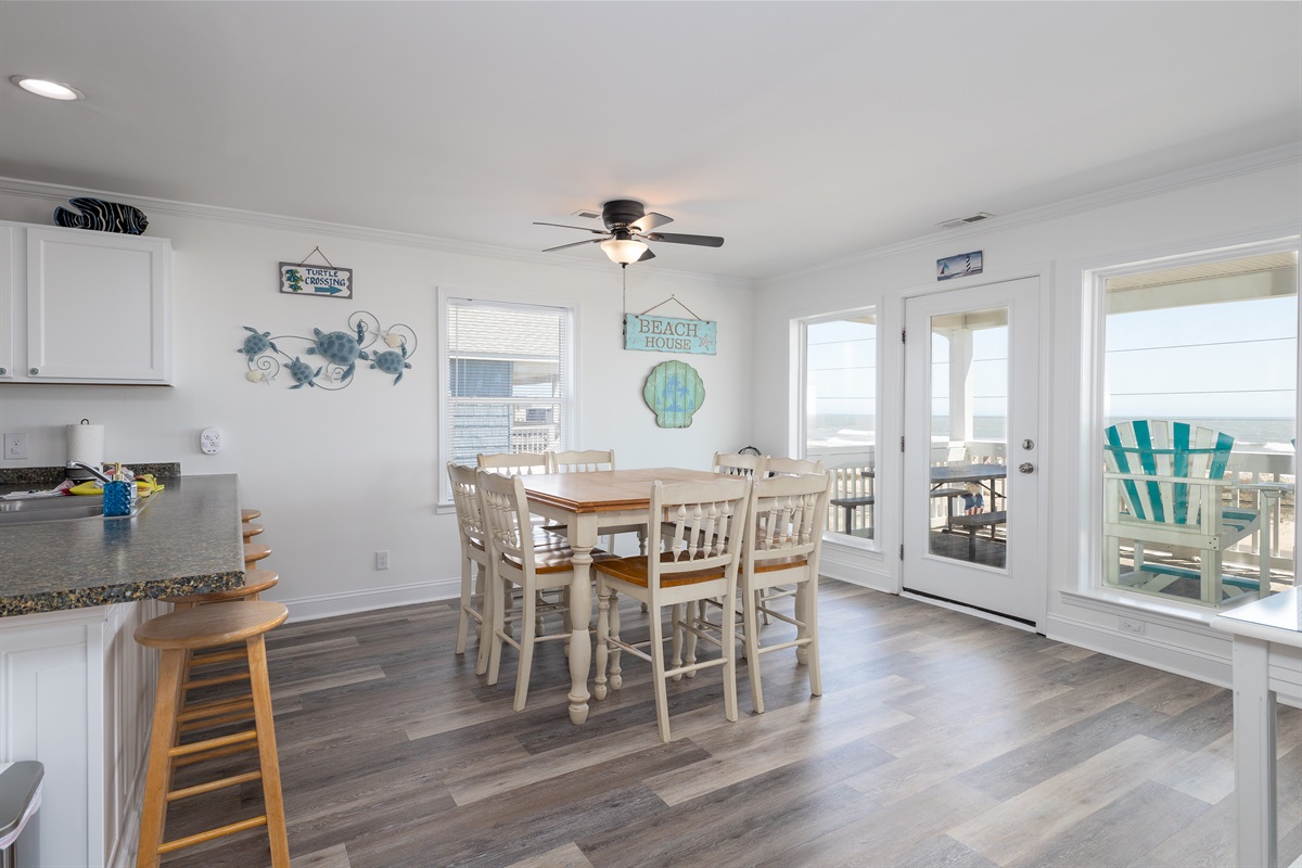 Dining area views of the beach