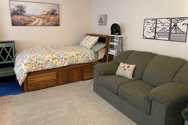 Bonus room sleep area twin captain bed & twin sofa bed