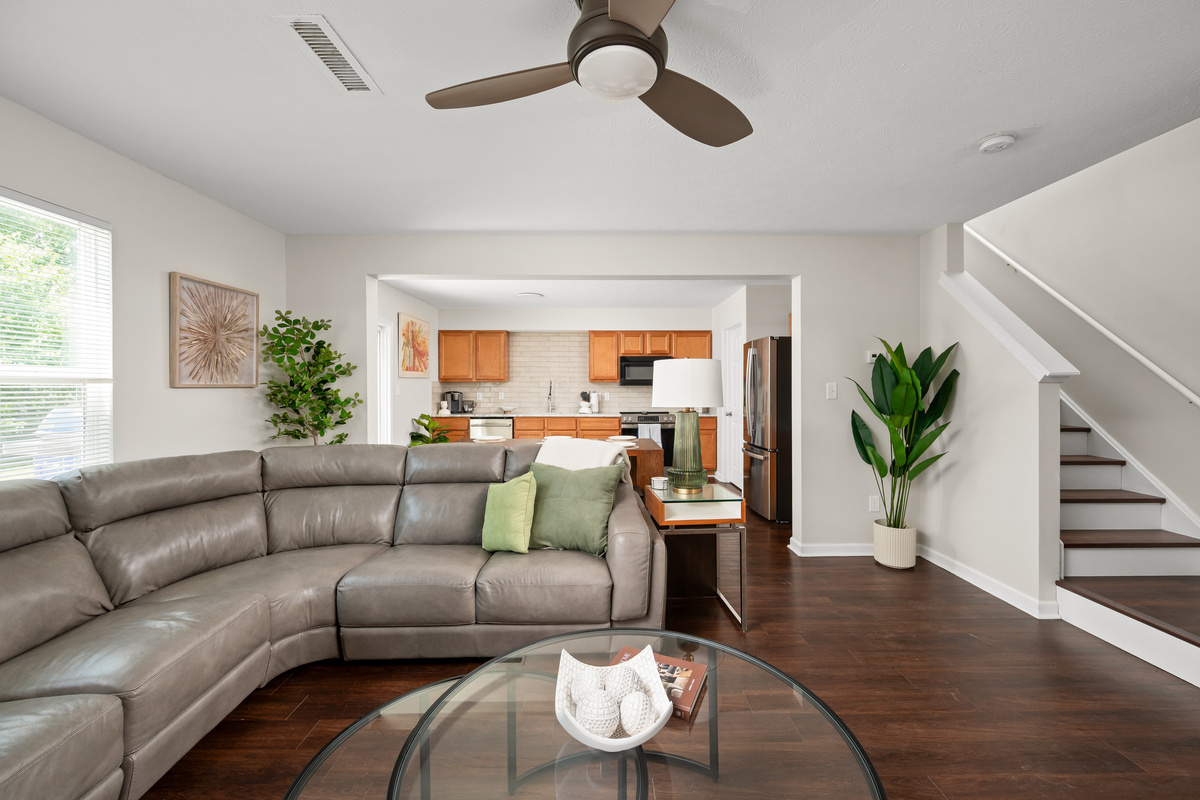 Recently renovated with beautiful hardwood flooring throughout, the family room offers a clean, modern space to relax, gather, and make yourself at home.