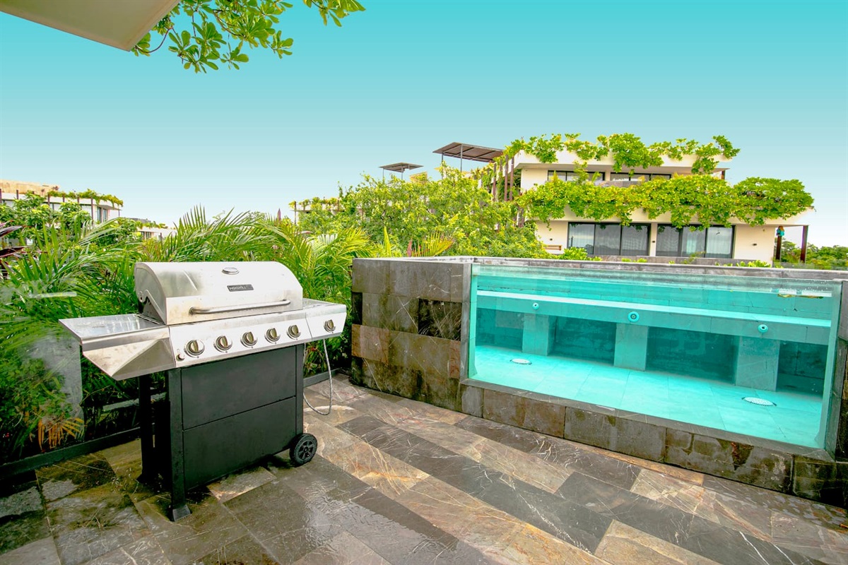 Private outdoor pool, BBQ and patio