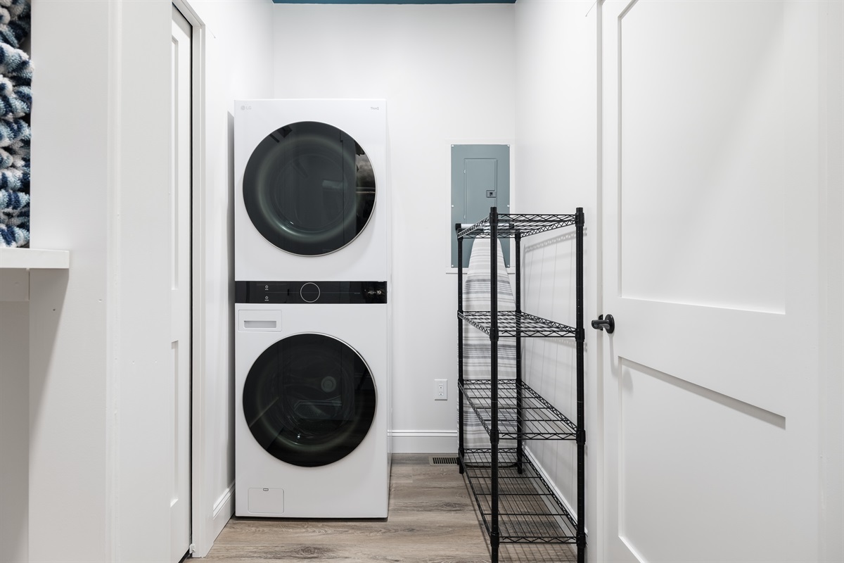 Enjoy the convenience of a stackable washer and dryer, perfect for extended stays.