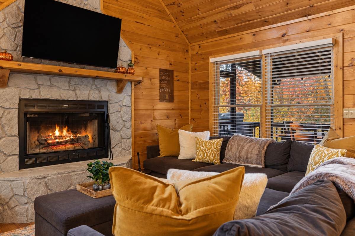 Golden flames and rustic stone, the fireplace turns every night into a cozy retreat.
*Indoor Fireplace (Seasonal Use October - April)