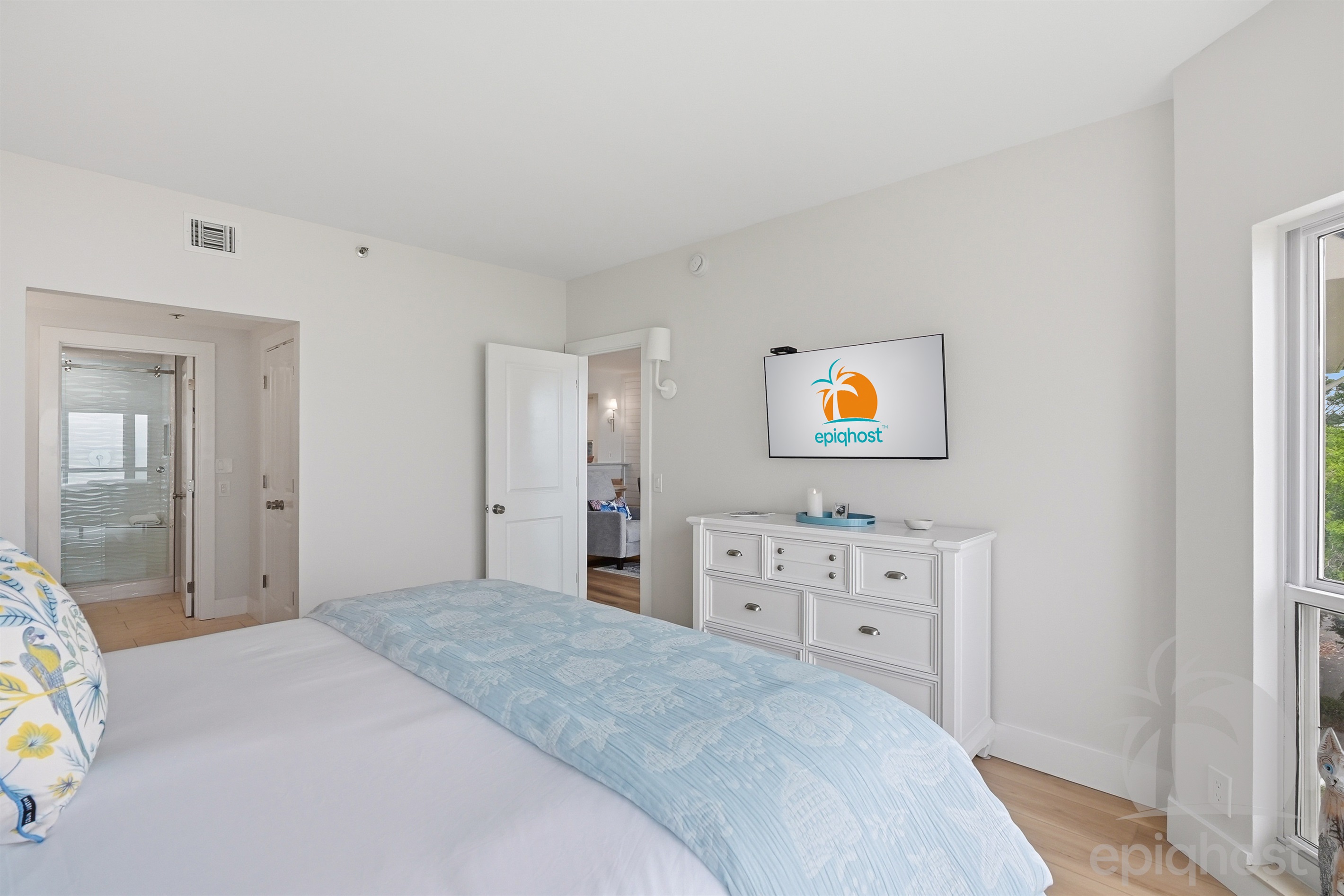 Master bedroom with smart TV