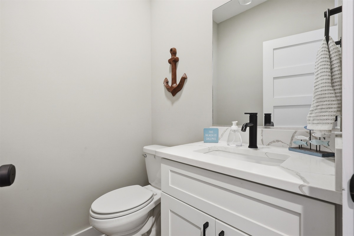 Convenient half bath on the main level