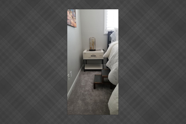 Climb up onto the bed. Tall bed with Deep mattress and Deep box springs.