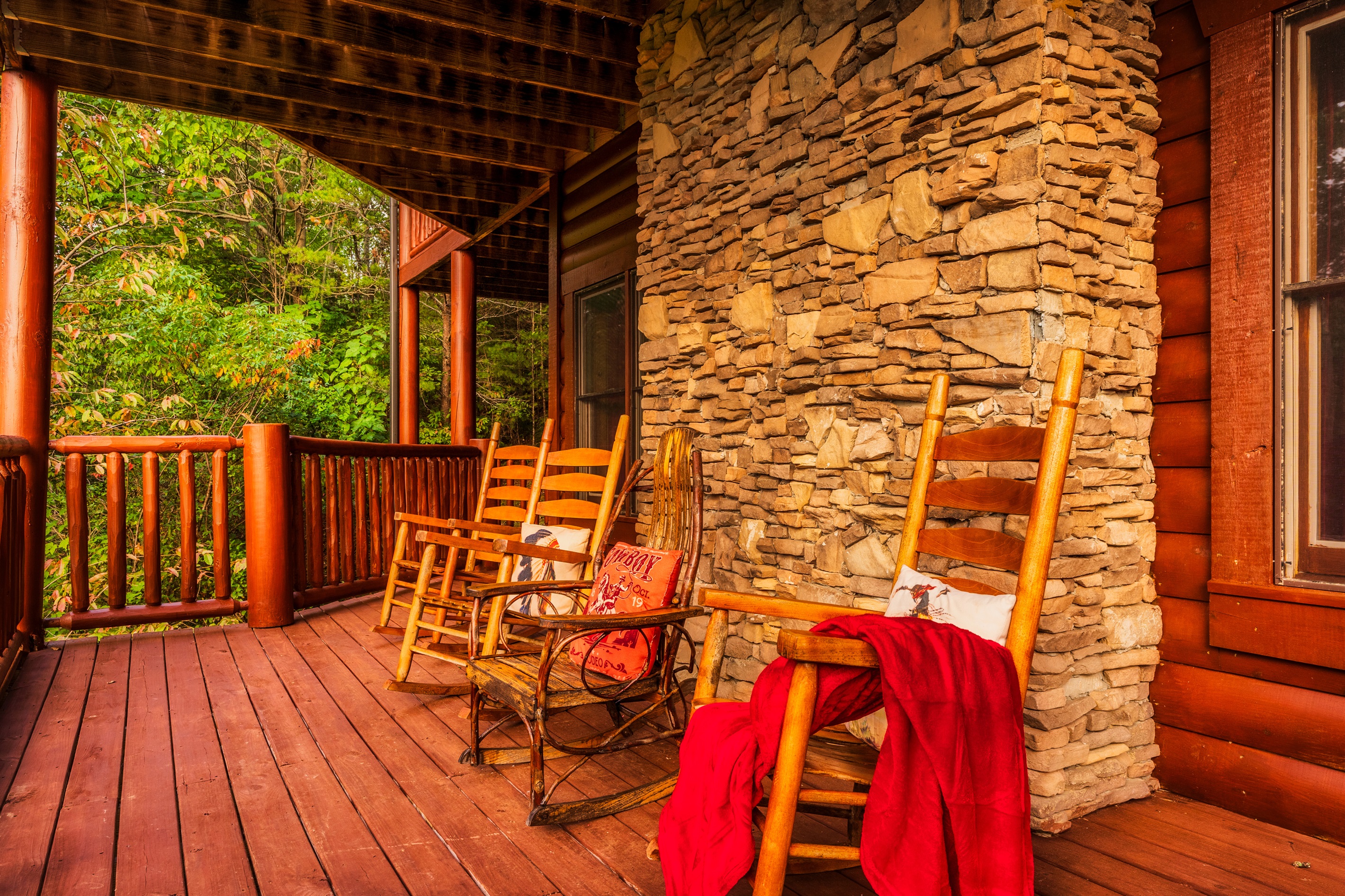 Deck off the theater area.