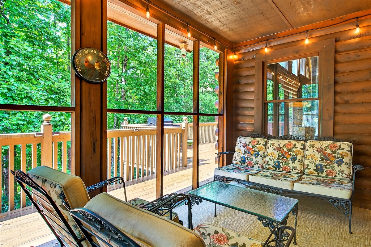 Relax on the screened in porch on the back deck.