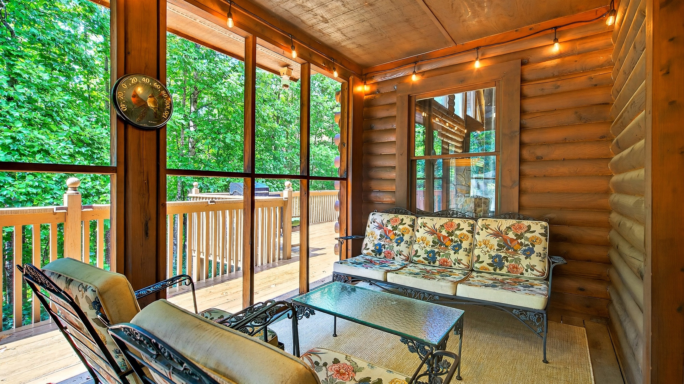 Relax on the screened in porch on the back deck.