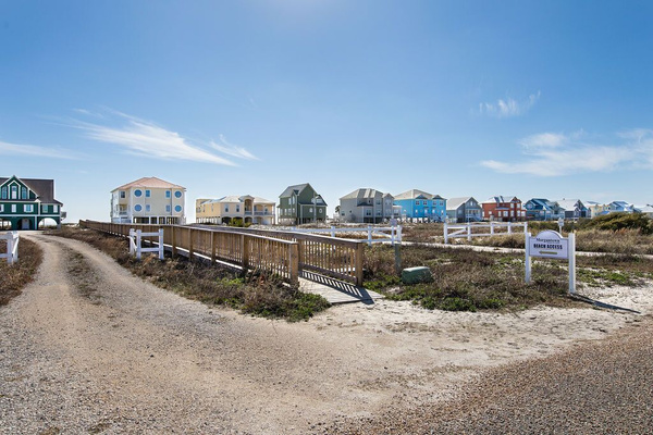 private boardwalk. 5-10 min walk