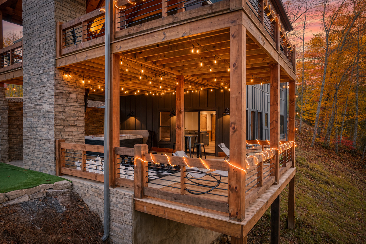 Zero gravity loungers on our lower porch