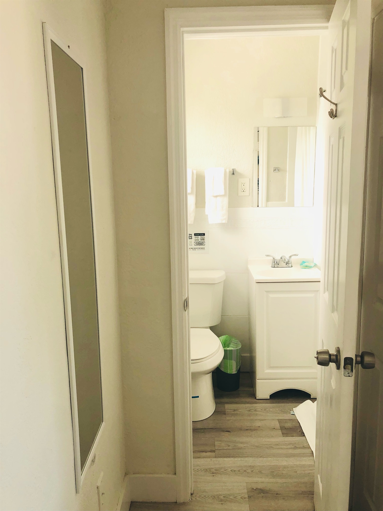 Bathroom view and full length mirror